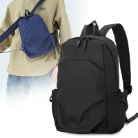 Mini Black Canvas Travel Backpack thumbnail 5