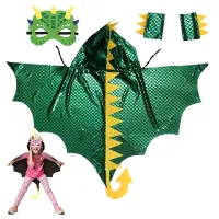 Child Green Dinosaur Cloak Costume Set thumbnail 1