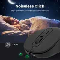 Wireless Mouse Bluetooth 5.2 & 2.4G Dual Mode Rechargeable Gaming Mouse, 1600 DPI Silent thumbnail 4