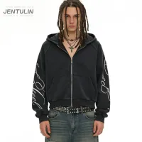 Black Y2K Oversized Zipper Hoodie thumbnail 1