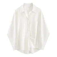 Women's Oversized White Button-Up Tunic Shirt thumbnail 6