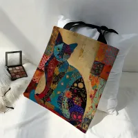 Ethnic Flower Cat Pattern Tote Bag thumbnail 2