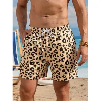 3D Leopard Camo Quick Dry Beach Shorts thumbnail 3