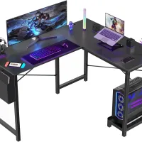 50-Inch L-Shaped Gaming Desk with CPU Stand thumbnail 1