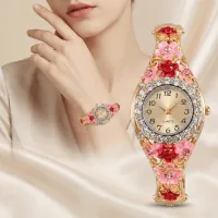 Retro Flower Diamond Ladies Quartz Wristwatch thumbnail 2