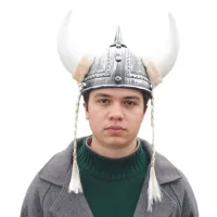 Viking Horn Hat with Braids Cosplay Helmet thumbnail 5