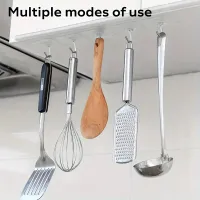 Heavy Duty Transparent Adhesive Wall Hooks, No Drill No Residue Clear Hooks, Waterproof Strong Sticky Hooks for Bathroom Kitchen Hanging Towel Key Cutlery, Damage-Free Removable Home Storage Organizer thumbnail 2