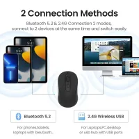 Wireless Mouse Bluetooth 5.2 & 2.4G Dual Mode Rechargeable Gaming Mouse, 1600 DPI Silent thumbnail 2