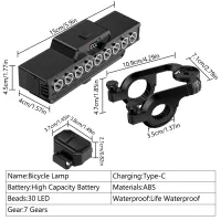 9 LED Bike Light Set - 1600LM Front & 200LM Rear thumbnail 6