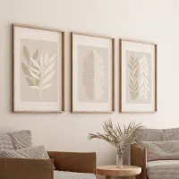 Beige Botanical Wall Art Set of 3 thumbnail 3