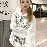 Japanese Cartoon Grunge Hoodie - Unisex Y2K thumbnail 1