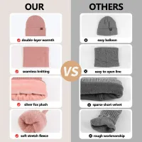 Winter Warm Knit Beanie Gloves Scarf Set thumbnail 5