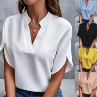 Women's V-Neck Chiffon Casual Blouse thumbnail 1