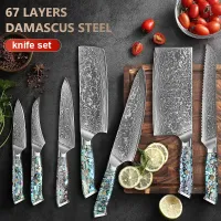 7-Piece Damascus Steel Chef Knife Set thumbnail 1