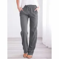 Women's Cotton Linen Drawstring Pants thumbnail 3