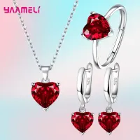 925 Sterling Silver Heart Zircon Jewelry Set thumbnail 1