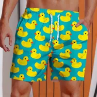 Men's Yellow Duck Hawaiian Swim Shorts thumbnail 3