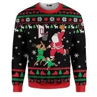 Santa Hockey 3D Print Christmas Sweatshirt thumbnail 6