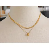 Gold Water Drop Layered Necklace thumbnail 3