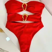 Metal Ring Cut Out Bandeau One Piece Swimsuit thumbnail 4