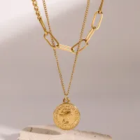 18K Gold Coin Pendant Necklace thumbnail 3