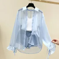 Women's Summer Chiffon Button-Up Blouse thumbnail 1