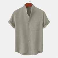 Men's Linen Short-Sleeve Collared Shirt thumbnail 1