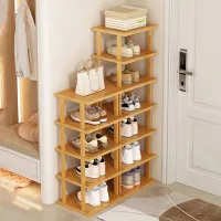 5 Tier Vertical Wood Shoe Rack thumbnail 1