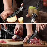 Japanese Damascus Santoku Knife Set thumbnail 3
