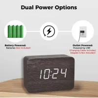 Wooden Digital Alarm Clock with Temperature thumbnail 4