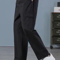 Men's Black Cotton Cargo Joggers thumbnail 3