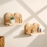 Boho Rainbow Arched Wood Wall Shelf thumbnail 4