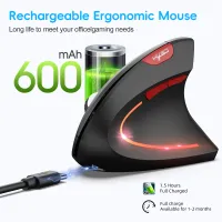 HXSJ Dual Mode Vertical Wireless Mouse 2400DPI thumbnail 5