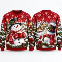 Snowman Village Ugly Christmas Sweater thumbnail 2