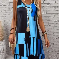 Women's Boho Geometric Sleeveless Midi Dress thumbnail 6