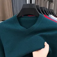 Men's V-Neck Knitted Oversized Pullover Sweater thumbnail 1