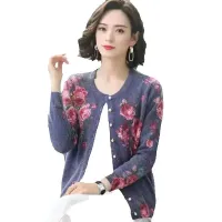 Plus Size Knitted Printed Cardigan Coat thumbnail 4