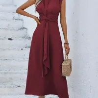 Women's A-Line Belted Midi Dress thumbnail 3