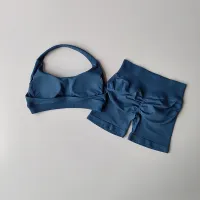 Peach Halter Yoga Bra & Shorts Set thumbnail 5