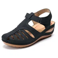 Retro Hollow Out Wedge Sandals thumbnail 1
