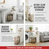 Slim Bathroom Storage Cabinet with Wheels thumbnail 3