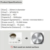 10Pc Anti-Metal NFC Stickers Ntag215 thumbnail 3