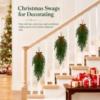 20in Artificial Norfolk Christmas Swag Wreath thumbnail 5