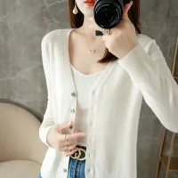 Women's V-Neck Loose Knit Cardigan thumbnail 4