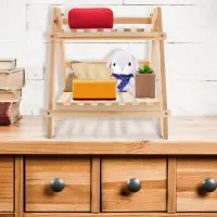 Brown Wood Desktop Storage Rack thumbnail 6