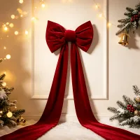 Large Red Velvet Bow Christmas Topper thumbnail 6
