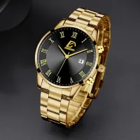 Gold Stainless Steel Minimalist Watch for Men thumbnail 3