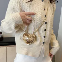 Designer Heart Crossbody Bag - Gold thumbnail 3