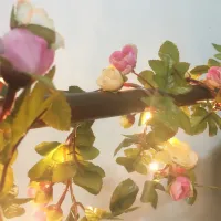Pink Rose Garland Copper LED Fairy Lights thumbnail 4