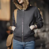 Women's Fleece Lined Zip Hoodie Coat thumbnail 5